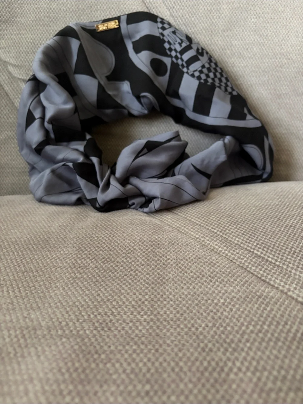 cult gaia Black & Gray Patterned Hair Scarf